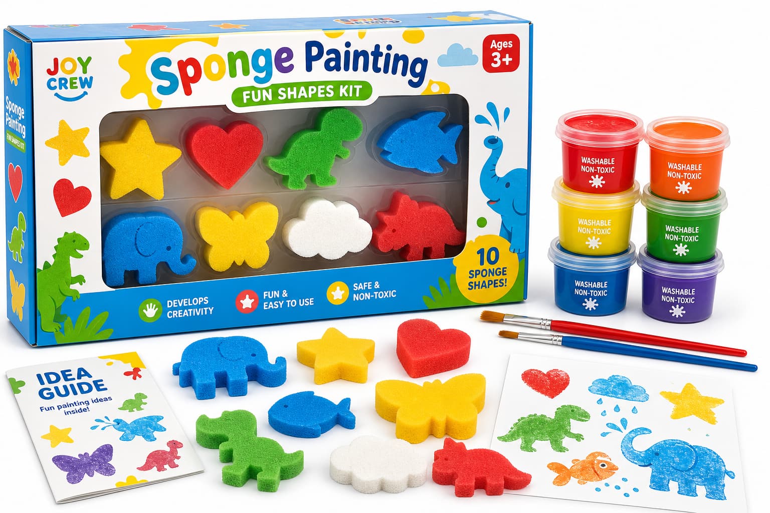Kit de peinture aux éponges pour enfant avec des formes amusantes d