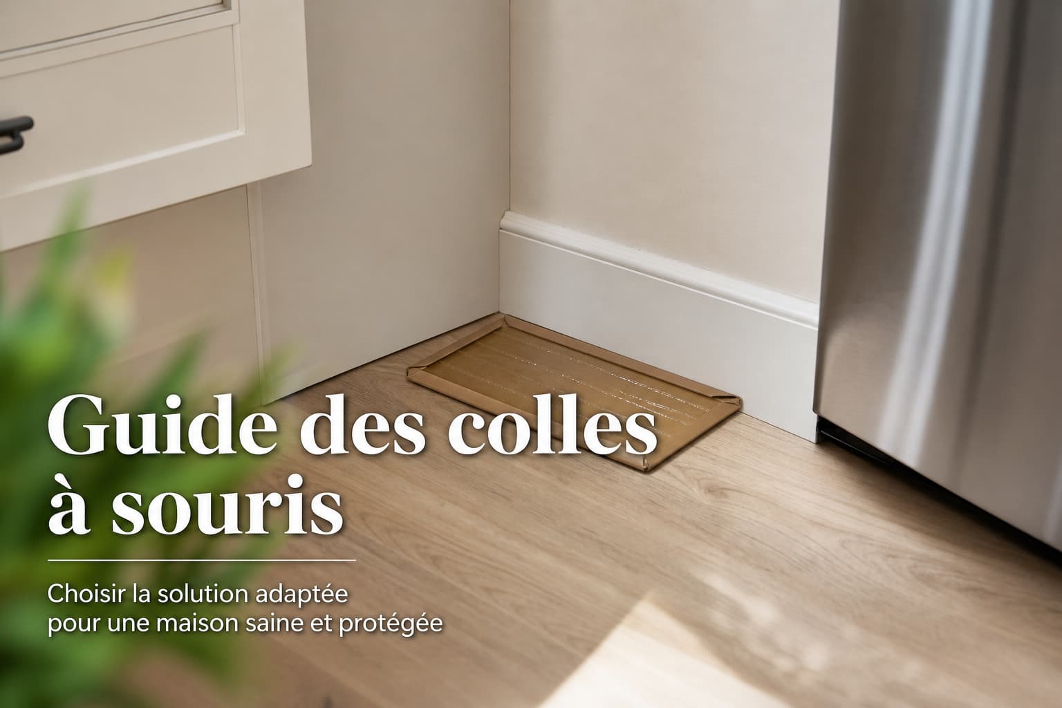 Piège à glu marron posé discrètement dans un coin de cuisine près d